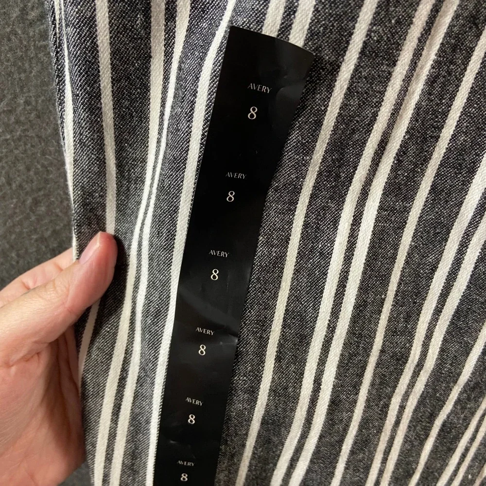 NWT Banana Republic Avery linen Pants 8 Striped Ankle Mid Rise Straight Fit Grey